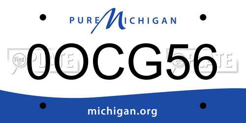 0OCG56 Michigan License Plate