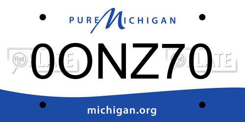 0ONZ70 Michigan License Plate