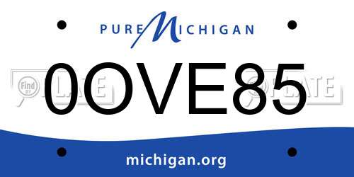 0OVE85 Michigan License Plate