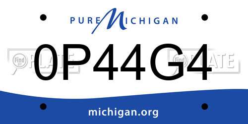 0P44G4 Michigan License Plate