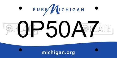 0P50A7 Michigan License Plate
