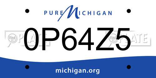 0P64Z5 Michigan License Plate