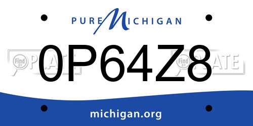 0P64Z8 Michigan License Plate