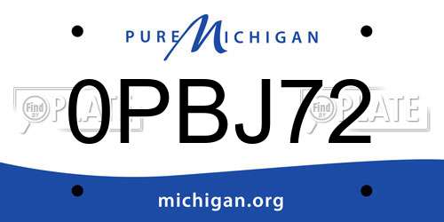 0PBJ72 Michigan License Plate