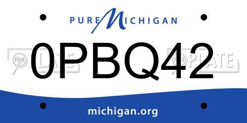 0PBQ42 Michigan License Plate