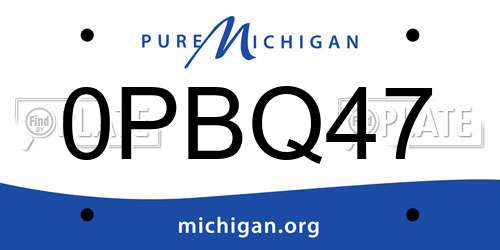 0PBQ47 Michigan License Plate