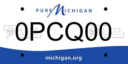 0PCQ00 Michigan License Plate