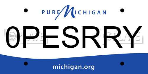 0PESRRY Michigan License Plate