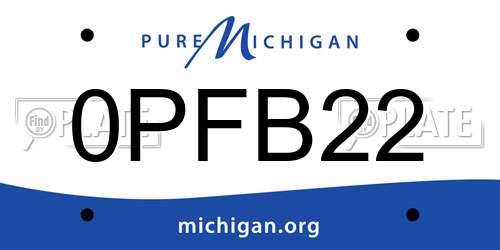 0PFB22 Michigan License Plate