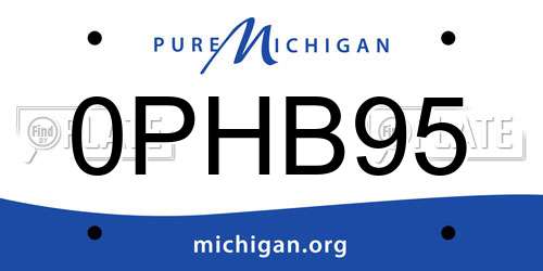 0PHB95 Michigan License Plate