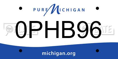0PHB96 Michigan License Plate