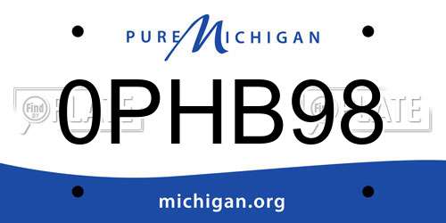 0PHB98 Michigan License Plate