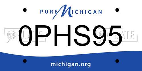 0PHS95 Michigan License Plate