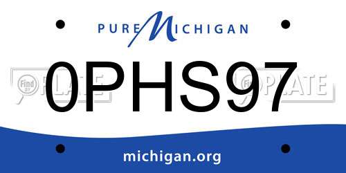 0PHS97 Michigan License Plate