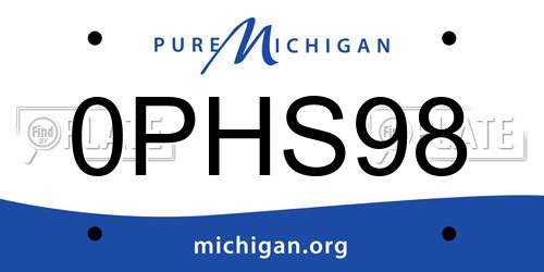 0PHS98 Michigan License Plate