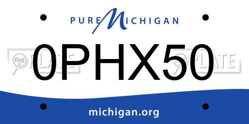 0PHX50 Michigan License Plate