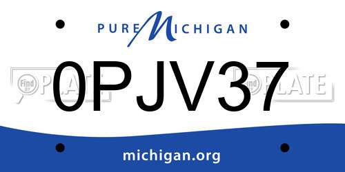 0PJV37 Michigan License Plate