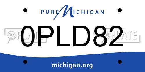 0PLD82 Michigan License Plate