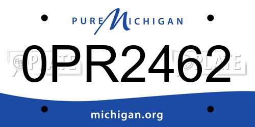 0PR2462 Michigan License Plate