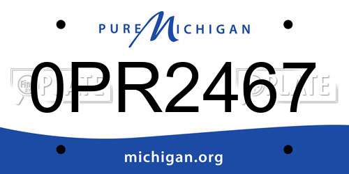 0PR2467 Michigan License Plate