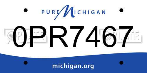 0PR7467 Michigan License Plate