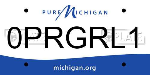 0PRGRL1 Michigan License Plate