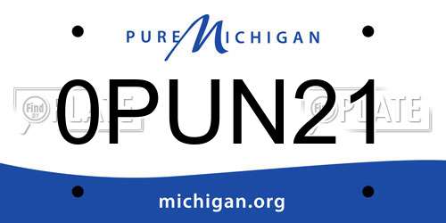 0PUN21 Michigan License Plate