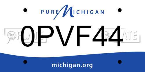 0PVF44 Michigan License Plate