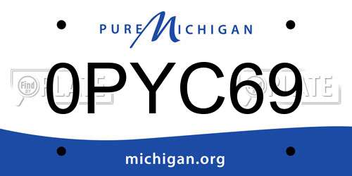 0PYC69 Michigan License Plate