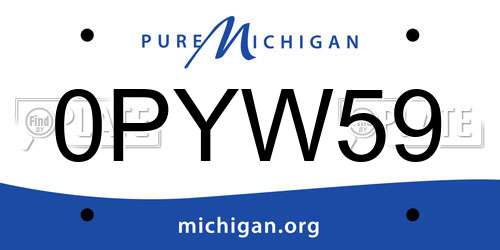 0PYW59 Michigan License Plate