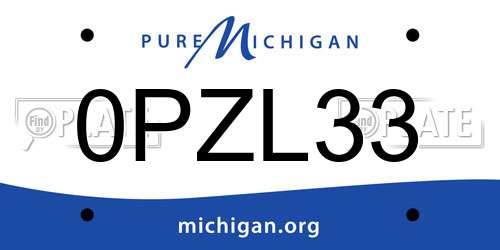 0PZL33 Michigan License Plate