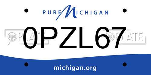 0PZL67 Michigan License Plate