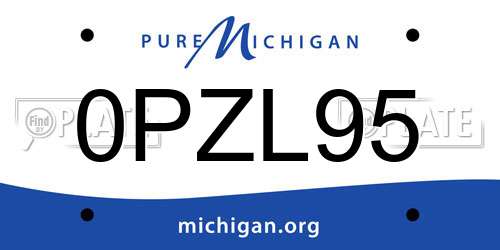 0PZL95 Michigan License Plate