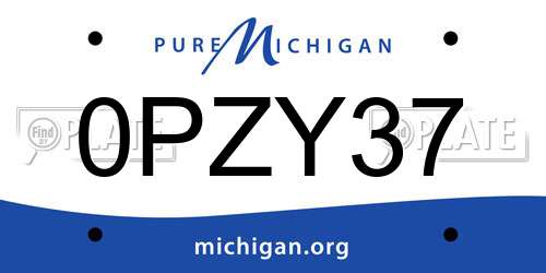 0PZY37 Michigan License Plate