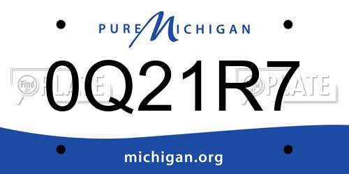 0Q21R7 Michigan License Plate