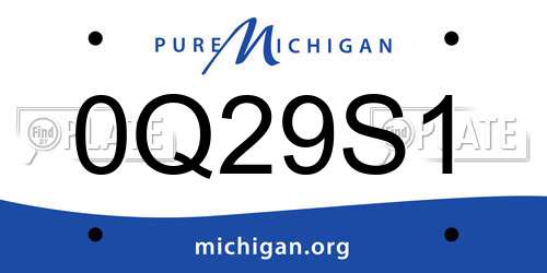 0Q29S1 Michigan License Plate