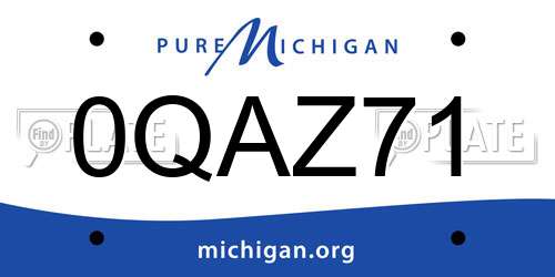 0QAZ71 Michigan License Plate