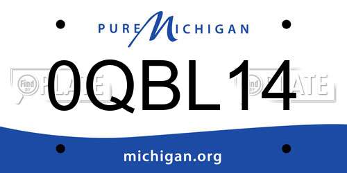 0QBL14 Michigan License Plate