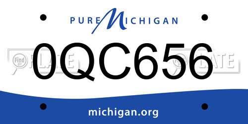 0QC656 Michigan License Plate