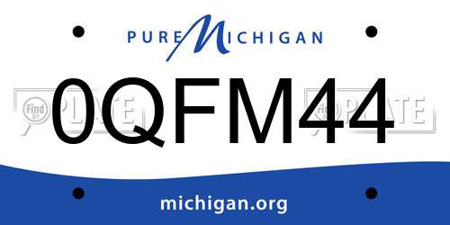 0QFM44 Michigan License Plate