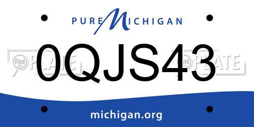 0QJS43 Michigan License Plate