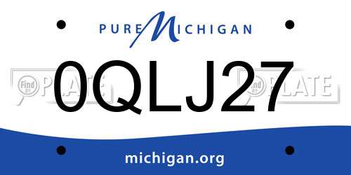 0QLJ27 Michigan License Plate
