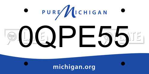 0QPE55 Michigan License Plate