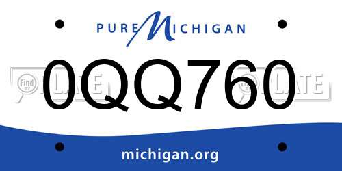 0QQ760 Michigan License Plate