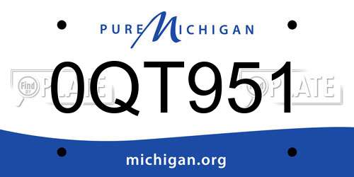 0QT951 Michigan License Plate
