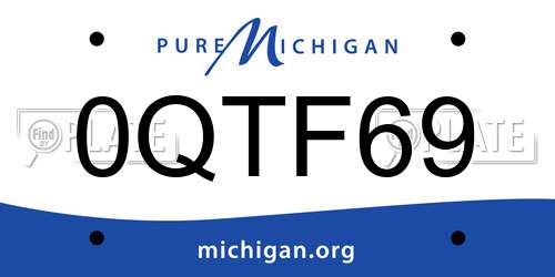 0QTF69 Michigan License Plate