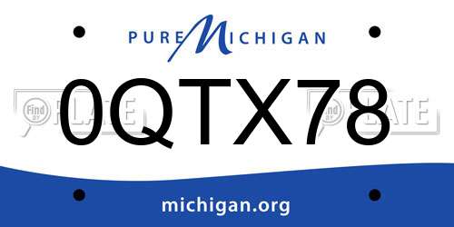 0QTX78 Michigan License Plate