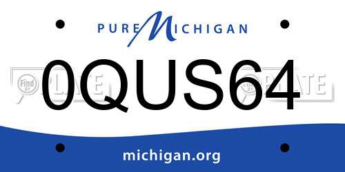 0QUS64 Michigan License Plate