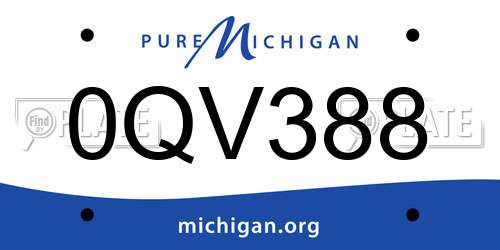 0QV388 Michigan License Plate