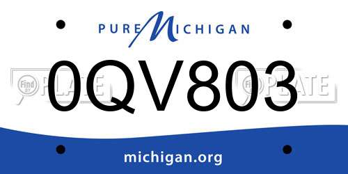 0QV803 Michigan License Plate